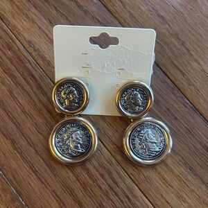 Elegant Silver and Gold Coin Earrings